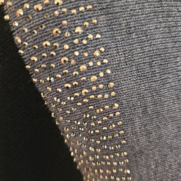 Alison Sheri Womens Poncho Style Gray Black Metallic Color Block Pullover Sweate - Picture 7 of 12